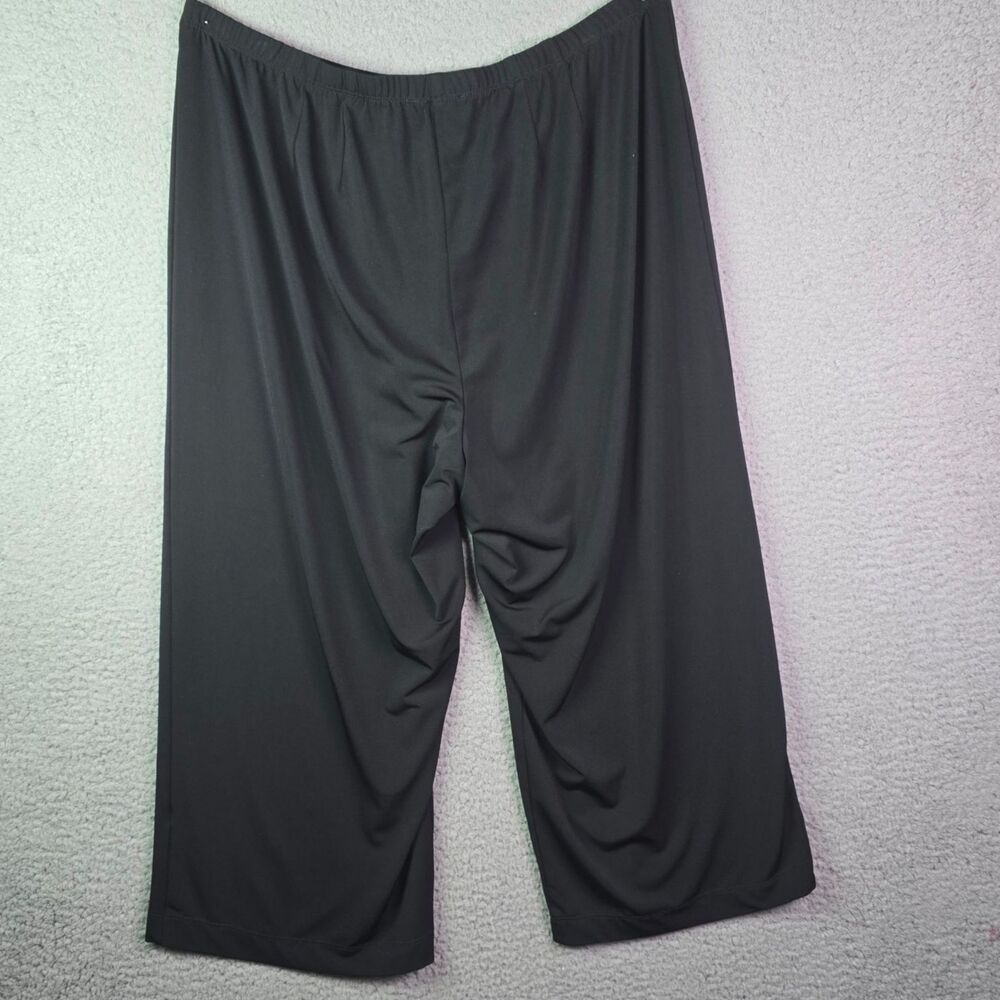 Karen Kane Wide Leg Capri Pants Black 3X Pull On Stretch Travel Knit - Picture 2 of 10